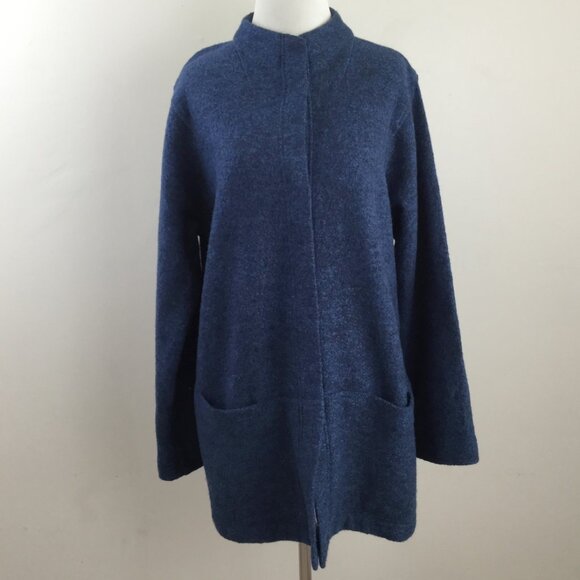 PureJill Wool Blend Button Blue Cardigan m - Picture 2 of 9